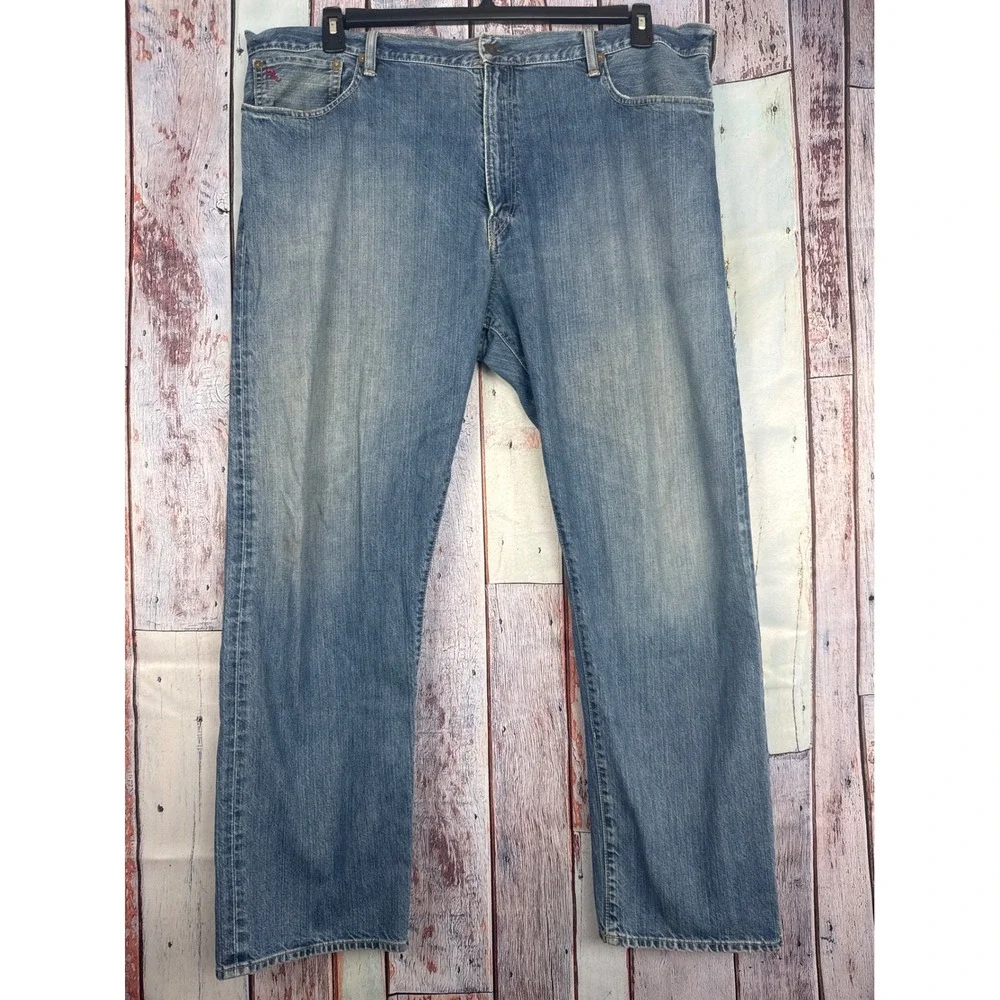 Polo Ralph Lauren Thompson Relaxed Mens Jeans 42x32 Med Wash Straight Blue Denim